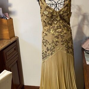 Gold Floral Embellished Maxi Dress